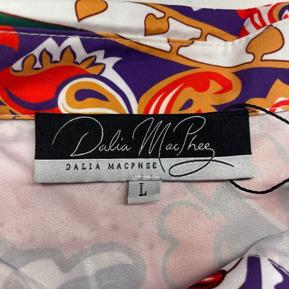 Dalia Macphee Long-Sleeve Midi‎ Dress, Front Buttons, Floral Pink, Large, NWT - Picture 4 of 7